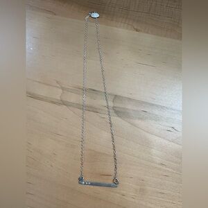 Leesa Leonard Sterling Silver Bar Necklace with 3 Real Diamonds